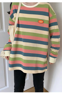 O-Neck Color Striped Thin Sweater