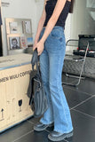 High Waist Slim Flare Wide Leg Jeans Pants
