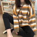 Loose Long Knitted Striped Sweater