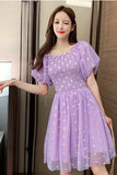 Ruffles Daisy Floral Pattern Sexy Dress