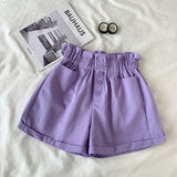 Elastic Waist Pocket Button Shorts