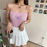 Knitting Butterfly  Crop Casual Tank Top