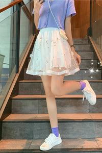 Mesh Floral Summer Elegant Mini Skirt