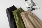 Elastic Waist Loose PU Leather Shorts