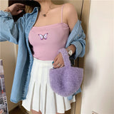 Knitting Butterfly  Crop Casual Tank Top