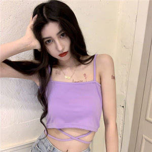 Belted Sexy Camisole Crop Tops