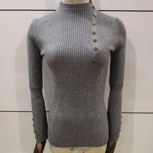 Button Design Casual Turtleneck Sweater