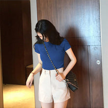 Cute Solid Colors Cropped Slim Shirt