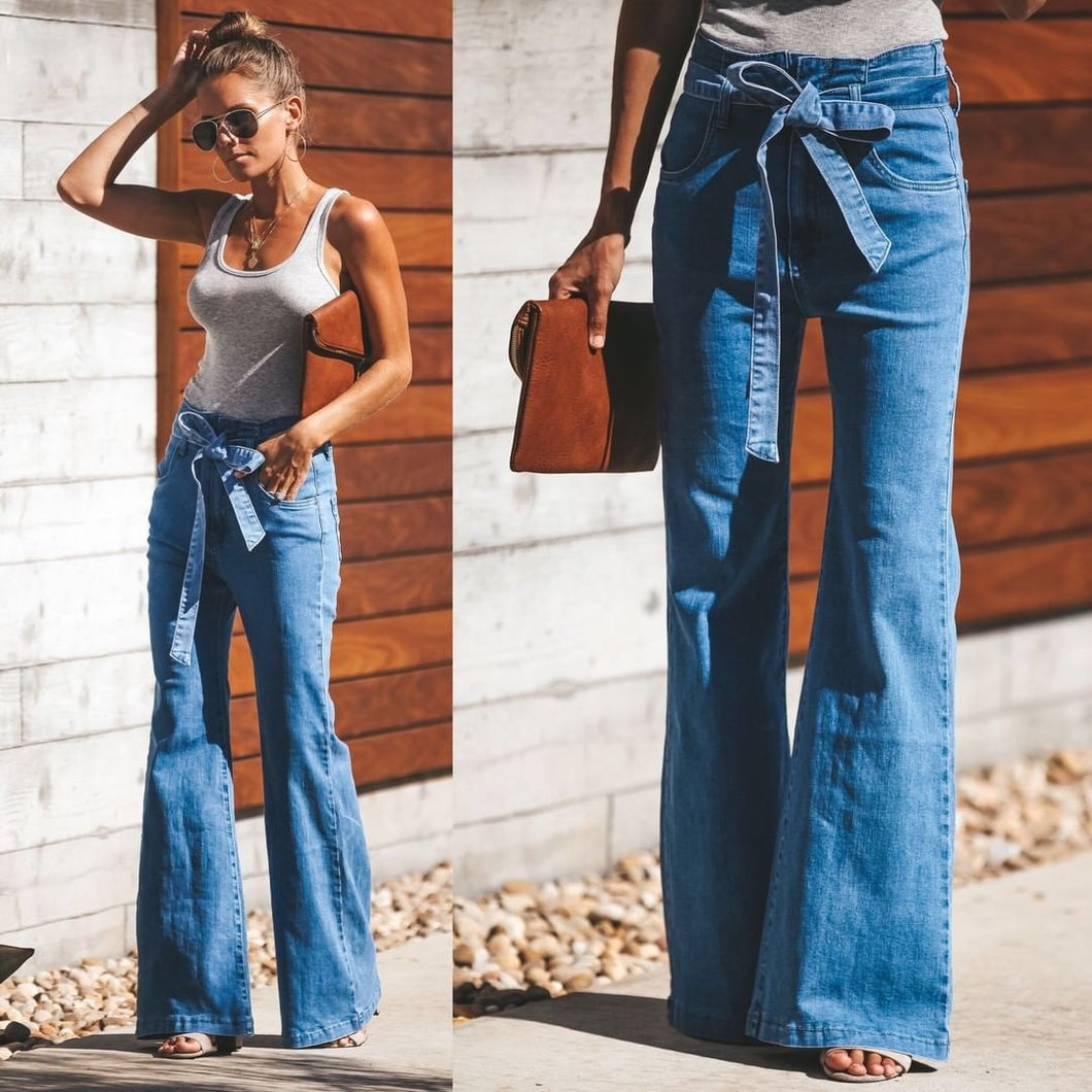 Belted Flare Jeans
