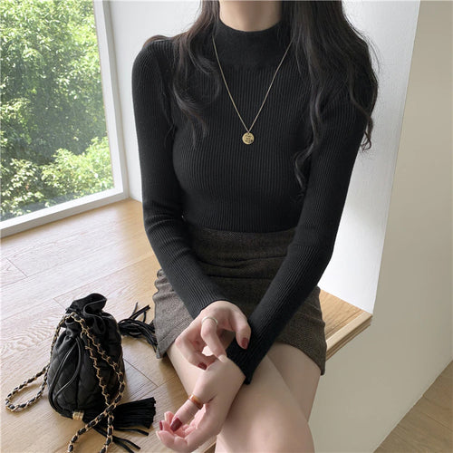 Long Sleeve Elasticity Knitted Shirt