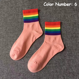 Rainbow Stripes Short Socks