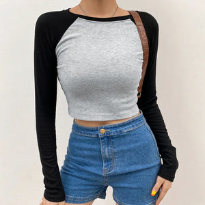 Cute Slim Basic Long Sleeve Cropped Shirt
