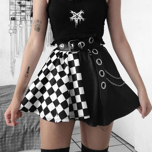High Waist Plaid Combination Checkered Skirt